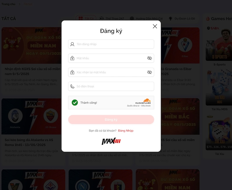 Đăng ký max88 đơn giản và nhanh chóng